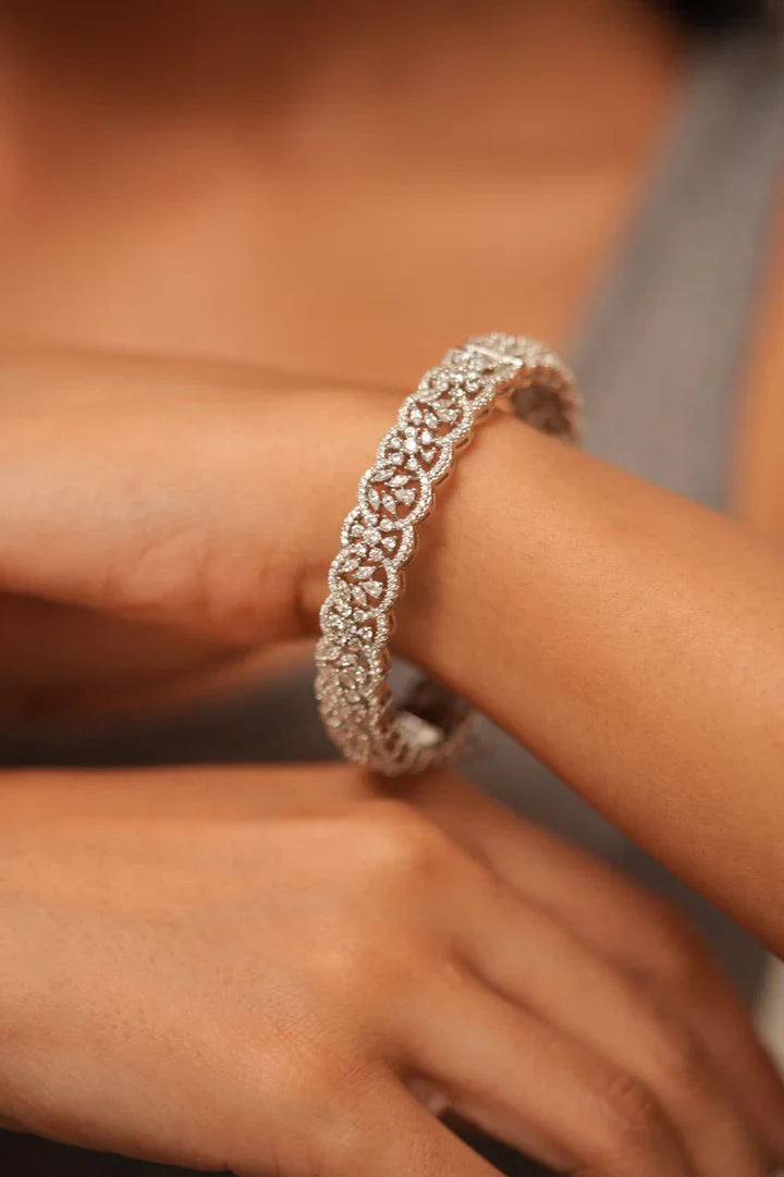 Inaaya Openable Diamond Bangles (SILVER)