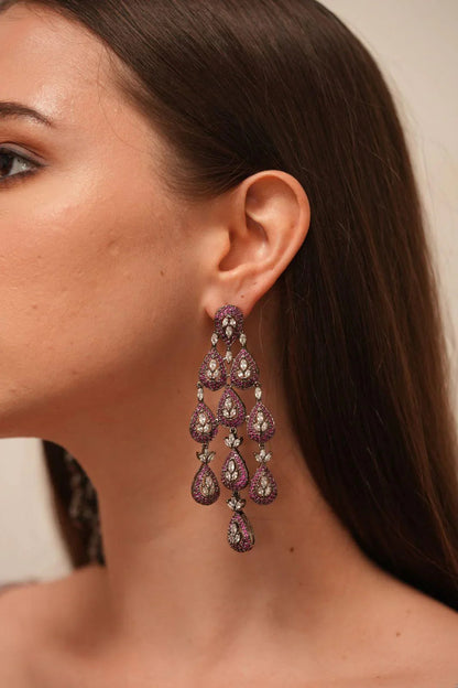 Tira Dramatic Oversized Diamond Dangler Earrings