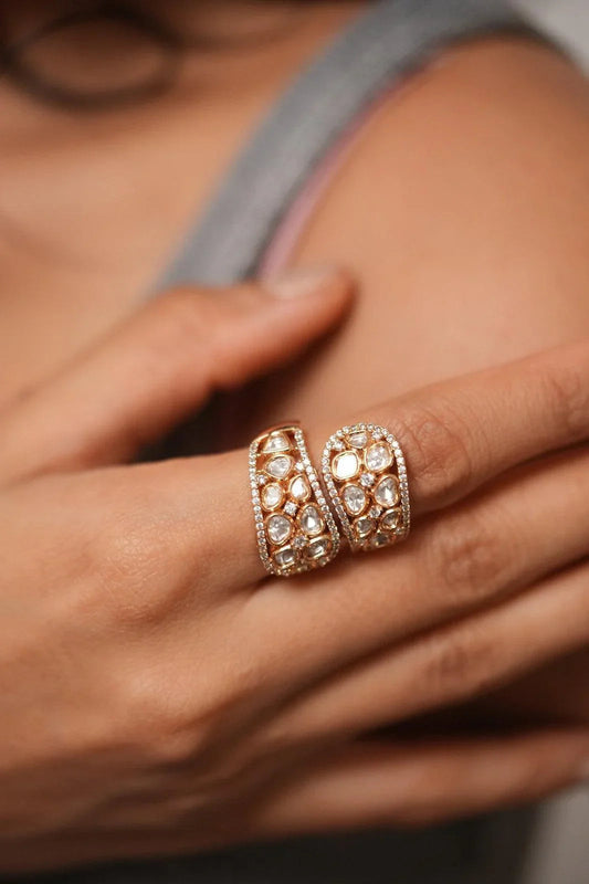 Mohini Dual Wrap Polki Ring | Indo Western