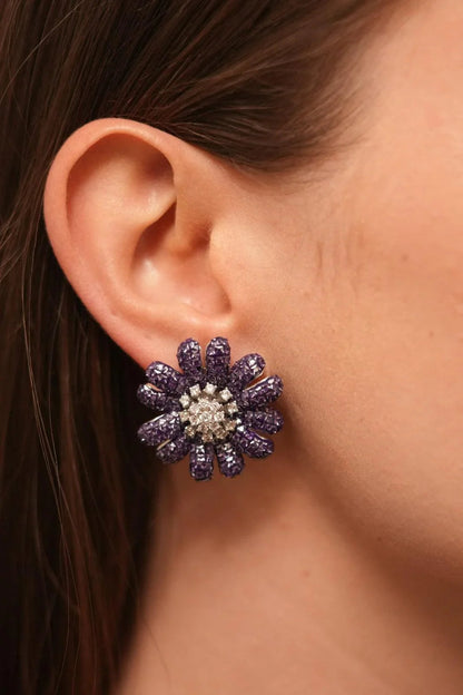 Floral Pea Diana Invisible Setting Diamond Studs