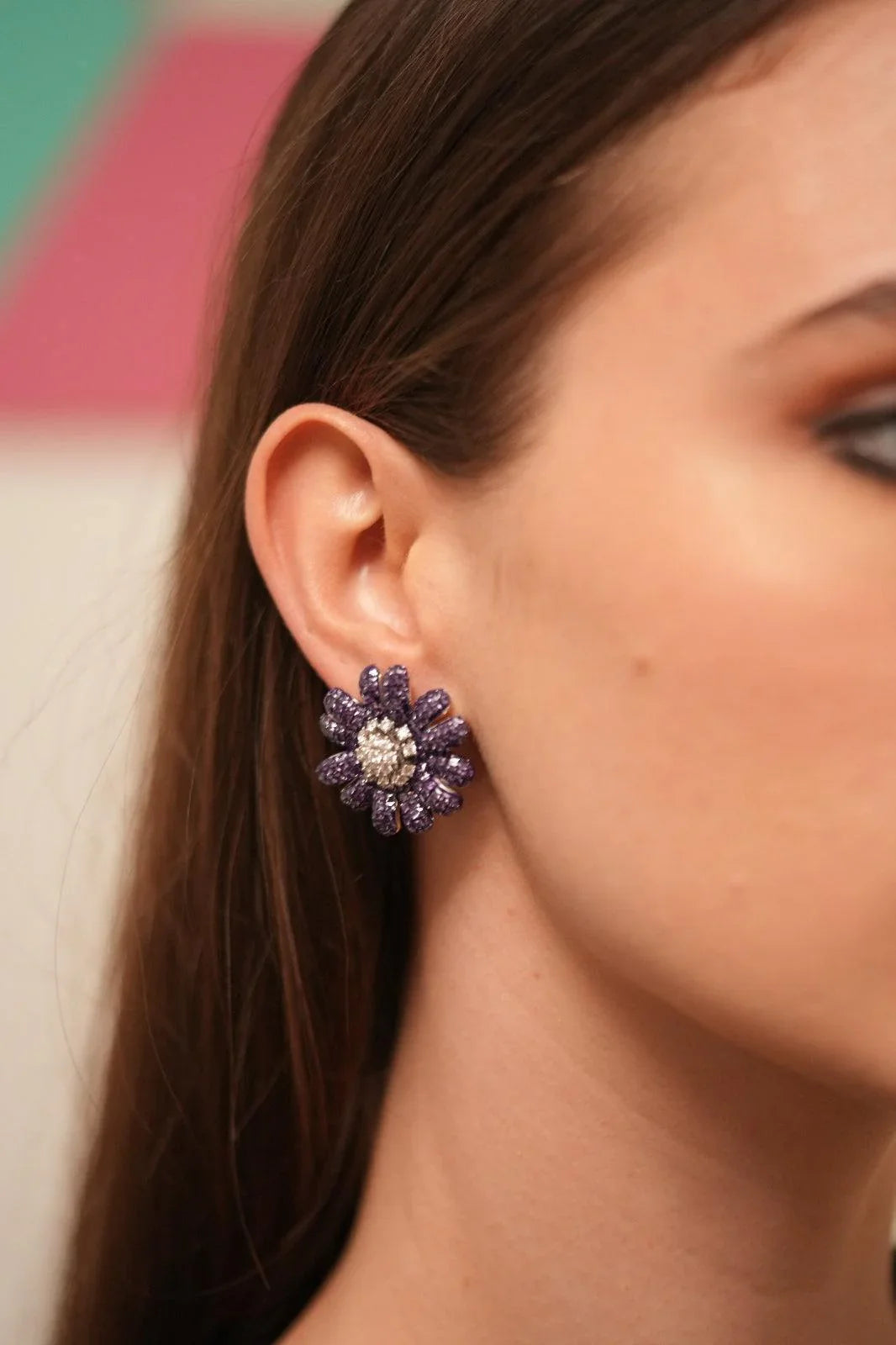 Floral Pea Diana Invisible Setting Diamond Studs