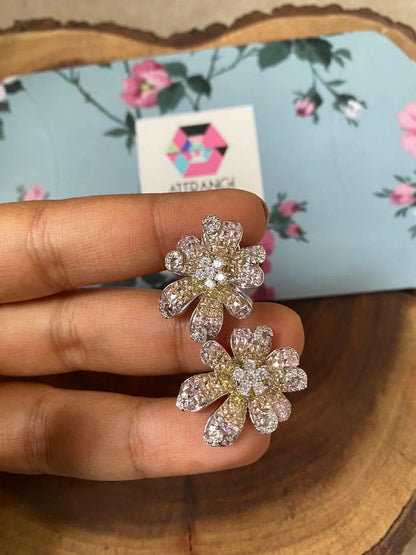 Diana Floral Overlay Diamond Studs | Invisible Setting