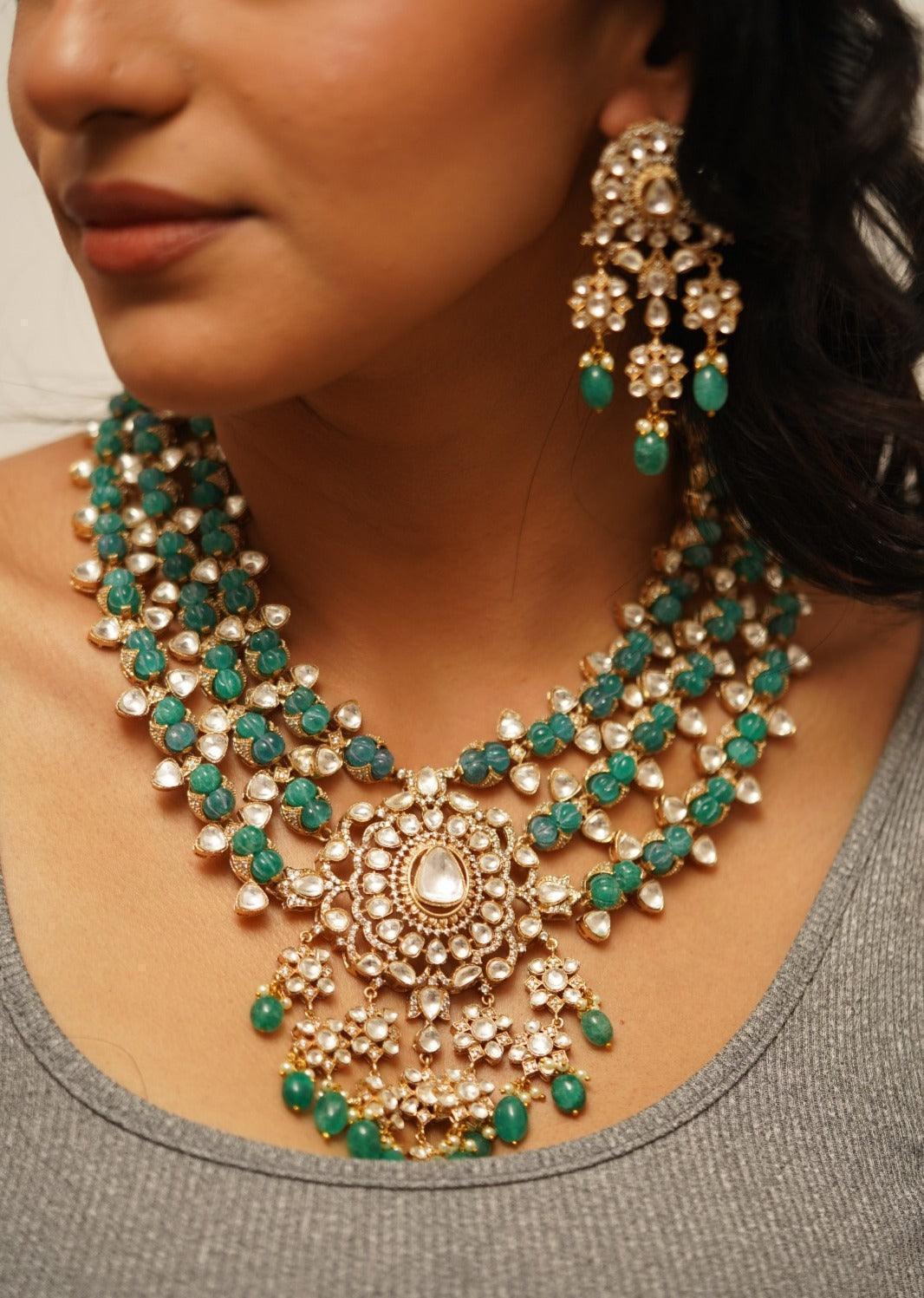 Neeta Emerald Heavy Polki Set