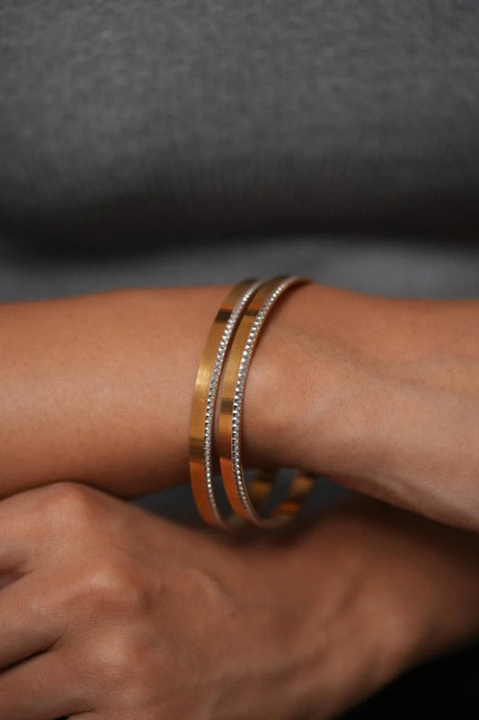 Seeta Diamond Rim | CNC Gold Plated Bangle Set