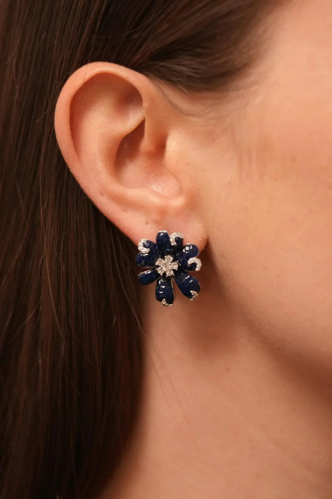 Diana Floral Overlay Diamond Studs | Invisible Setting