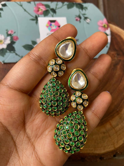 Poornima Meenakari Polki Indian Earrings