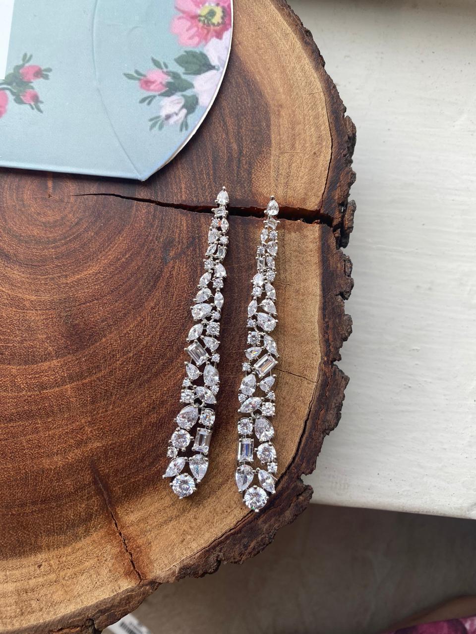 Diamond Glaze Long Earrings Multi Solitaire