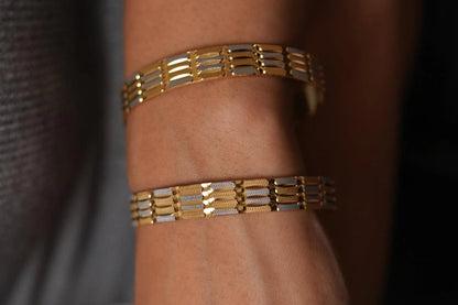Meeta Thick Dual Polish Bangle | CNC Gold Plated
