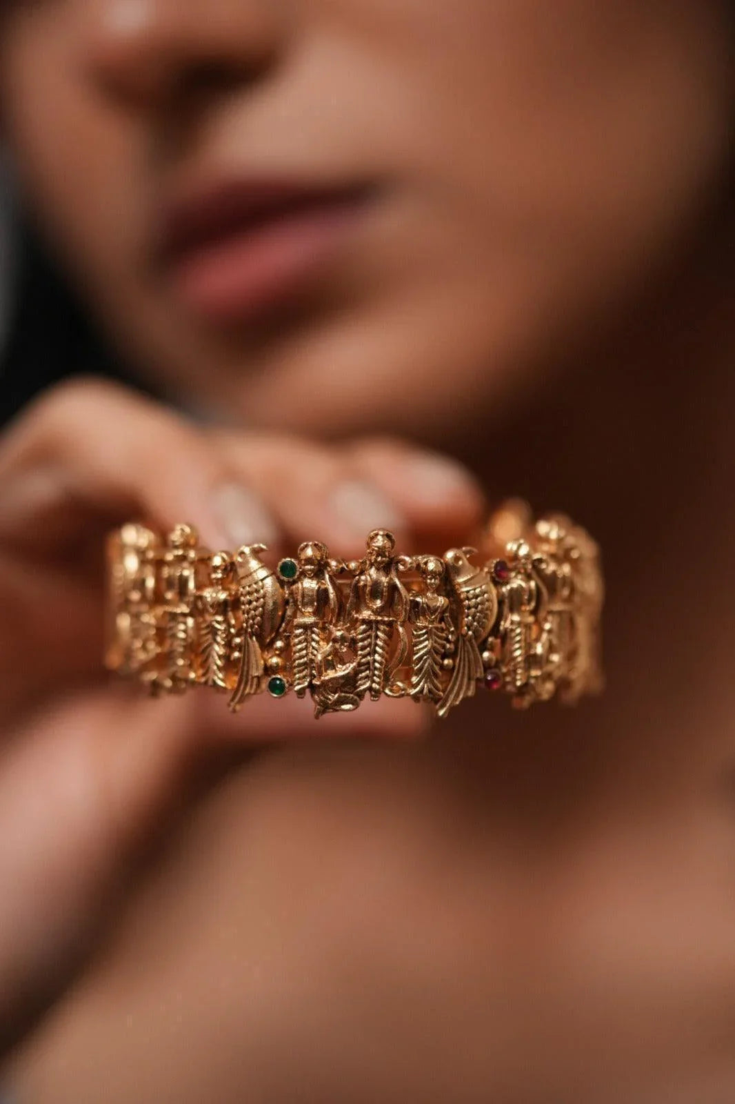 Ram Darbaar Gold Handmade Kada | Traditional Sone Pe Suhaga