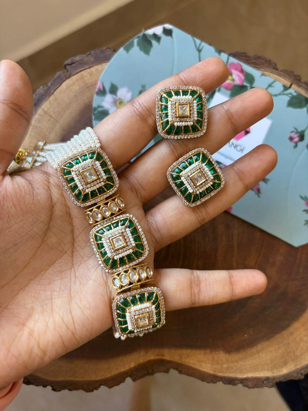 Draupadi Polki And Pearl Choker Set