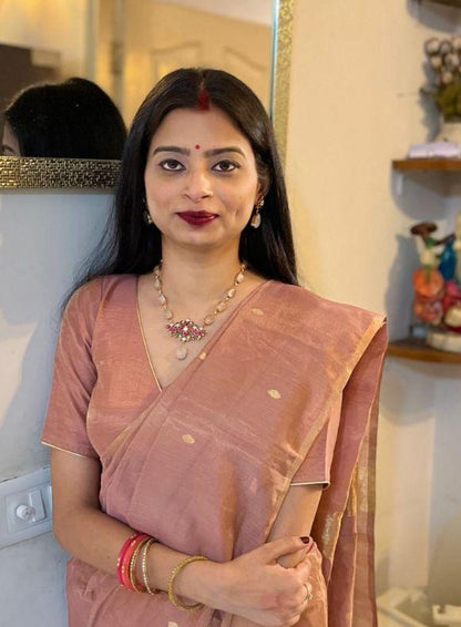 Niharika Rose Quartz Indian Necklace Set
