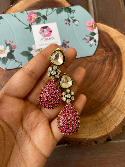 Poornima Meenakari Polki Indian Earrings
