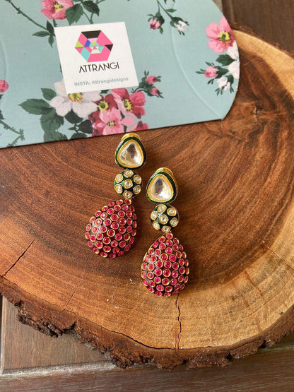 Poornima Meenakari Polki Indian Earrings