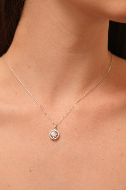 3 Carat Round Diamond Solitaire Chain with 2 Carat Earrings | Pendant Set