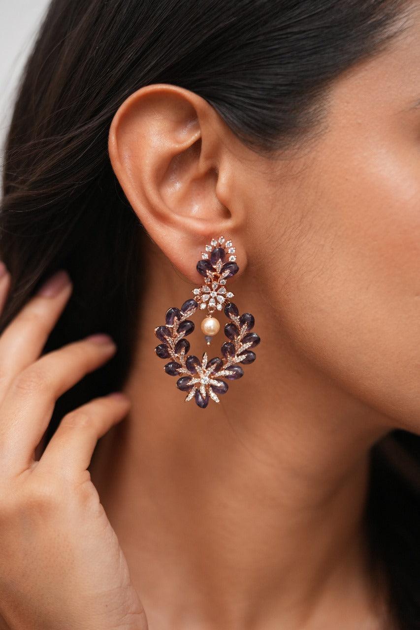 Nina Flash Floral Pastel Beaded Diamond Earrings | Lala Land Collection