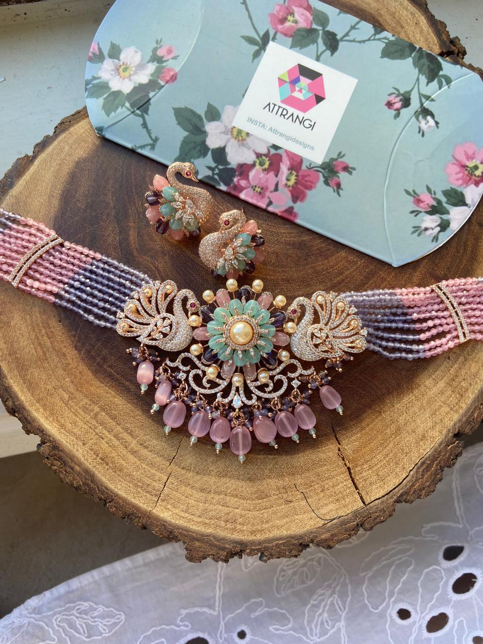 Russell Peacock Pastel Beaded Diamond Set | LaLa Land Collection