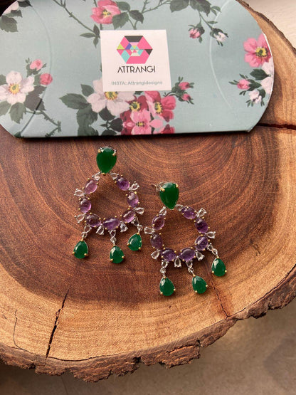 Gerald Purple Green Gemstone Chandbali | GemZ Collection