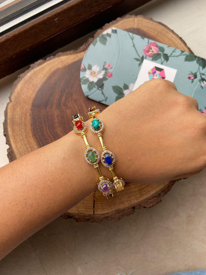Navratna Next To Real Diamond Indian Bangle
