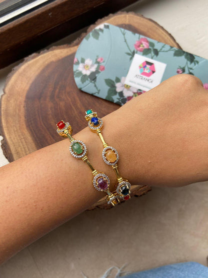 Navratna Next To Real Diamond Indian Bangle