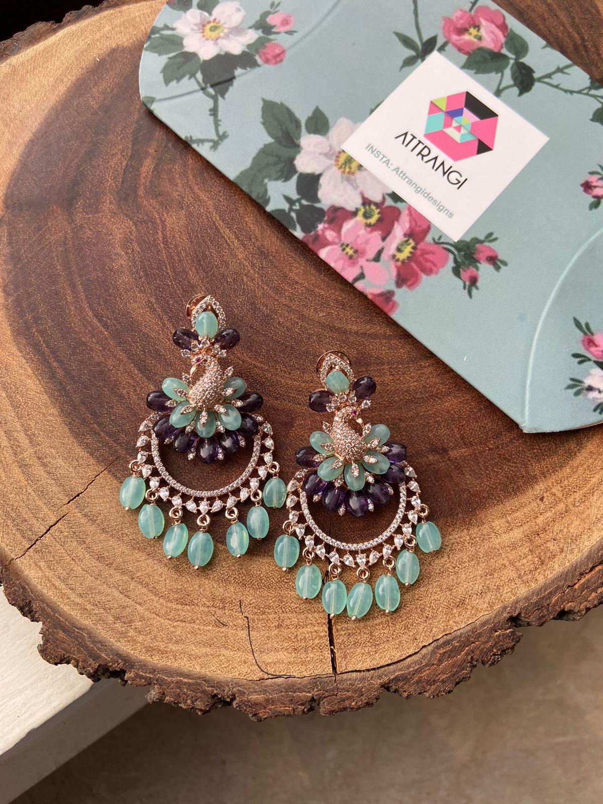 Lala Land Pastel Beaded Diamond Chandbalis | La la land Collection