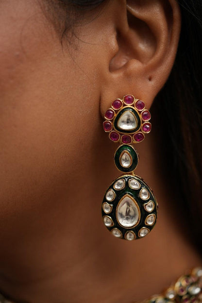 Manikarna Heavy Polki Meenakari Choker Set
