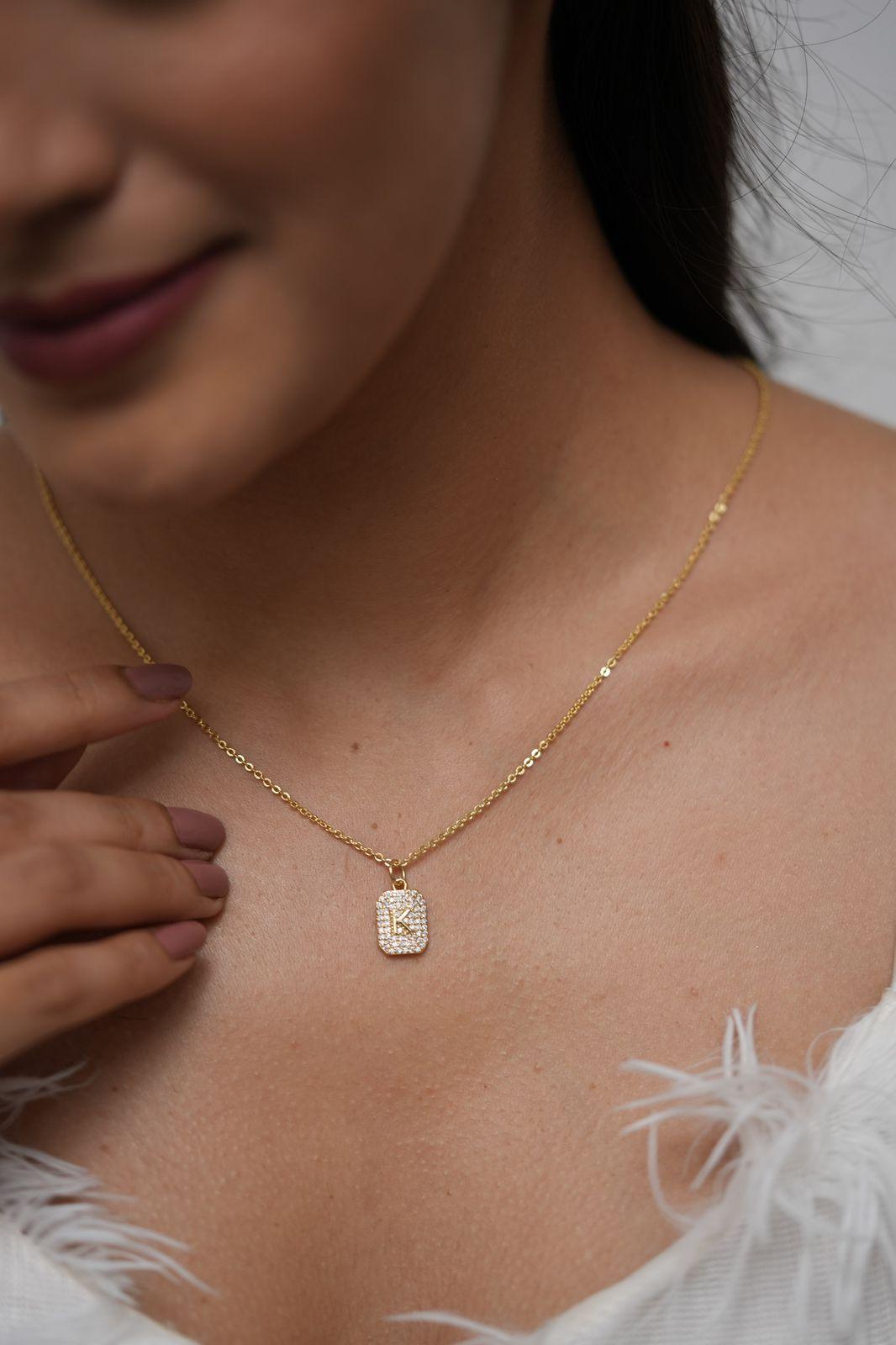 Misu Alphabet Monogram Dainty Daily Wear Pendant  Chain