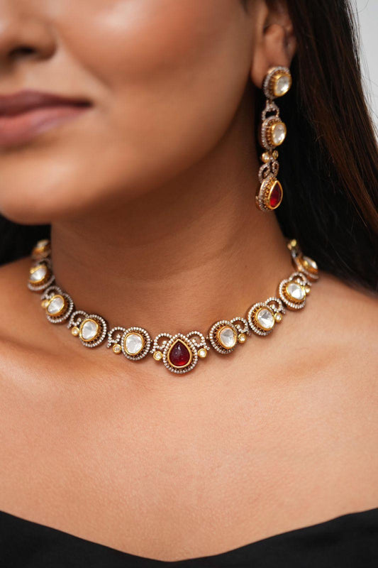 Aachal Sasha Victorian Polki Choker Set