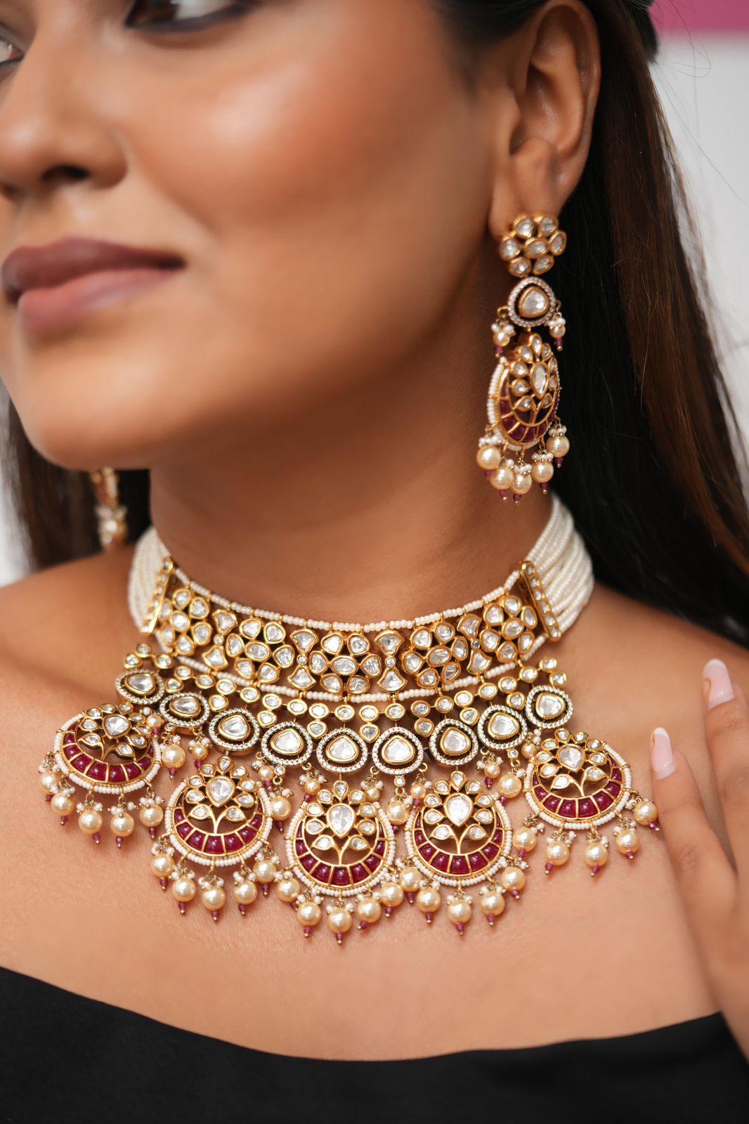 Vishvamitra Bridal Polki Choker Set with Maangtika