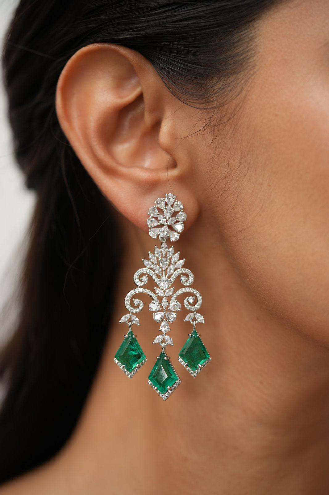 Lama Chandelier Doublet  Diamond  Long Earrings
