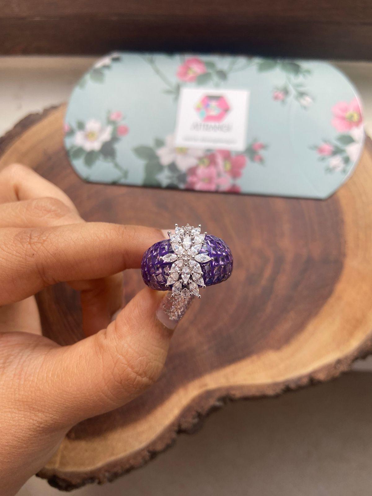 Diana Band Ring with Diamond Floral Motif