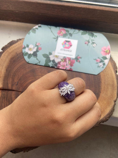 Diana Band Ring with Diamond Floral Motif