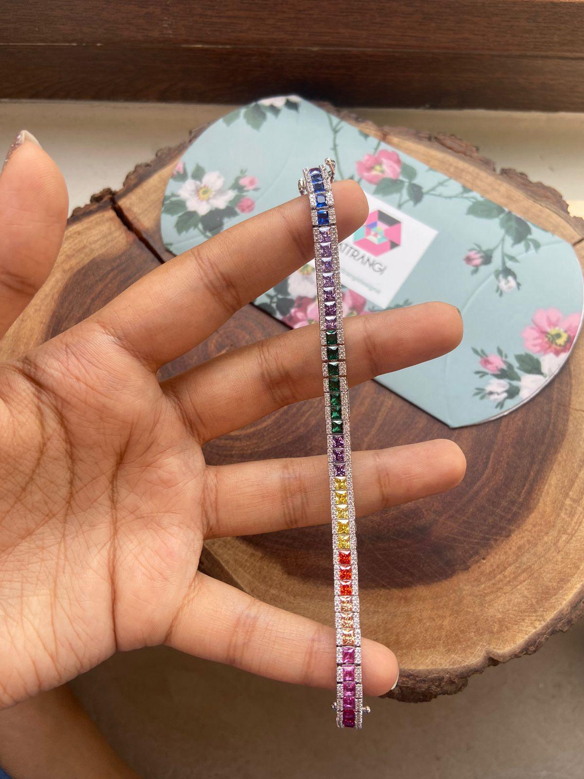 Rainbow Multicoloured Diamond Gemstone Bracelet