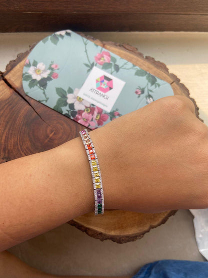 Rainbow Multicoloured Diamond Gemstone Bracelet