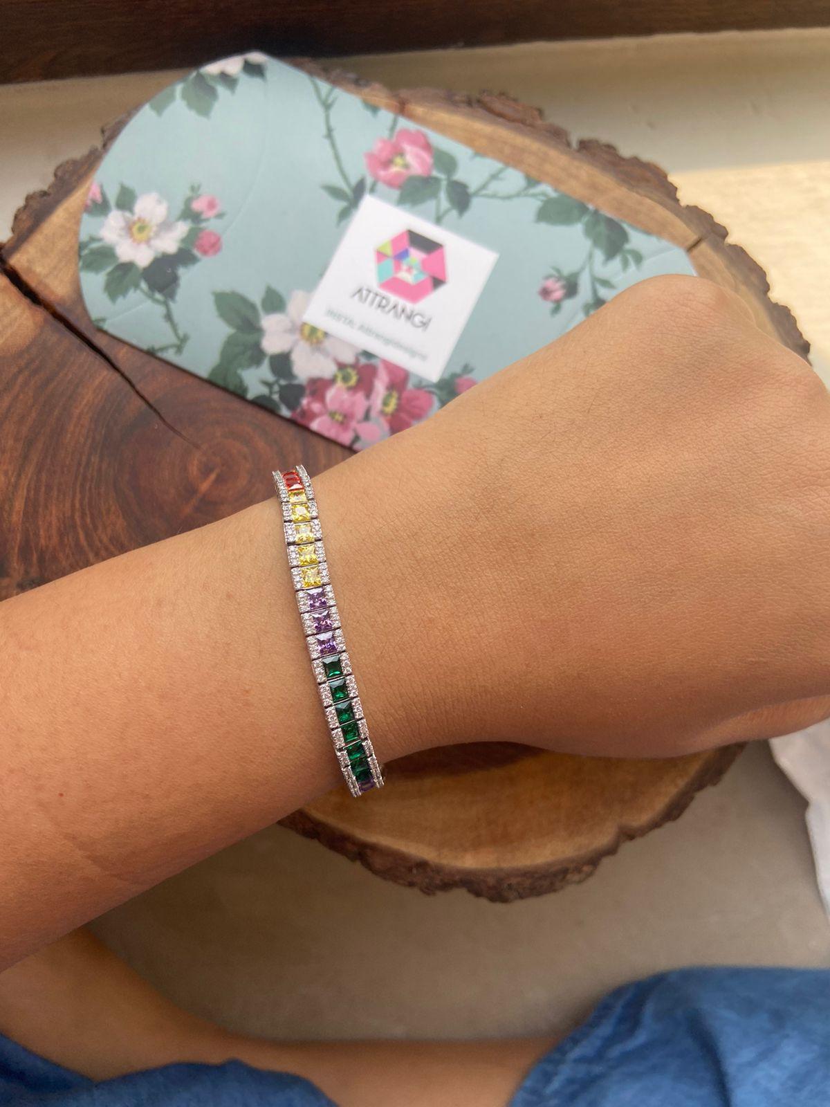 Rainbow Multicoloured Diamond Gemstone Bracelet