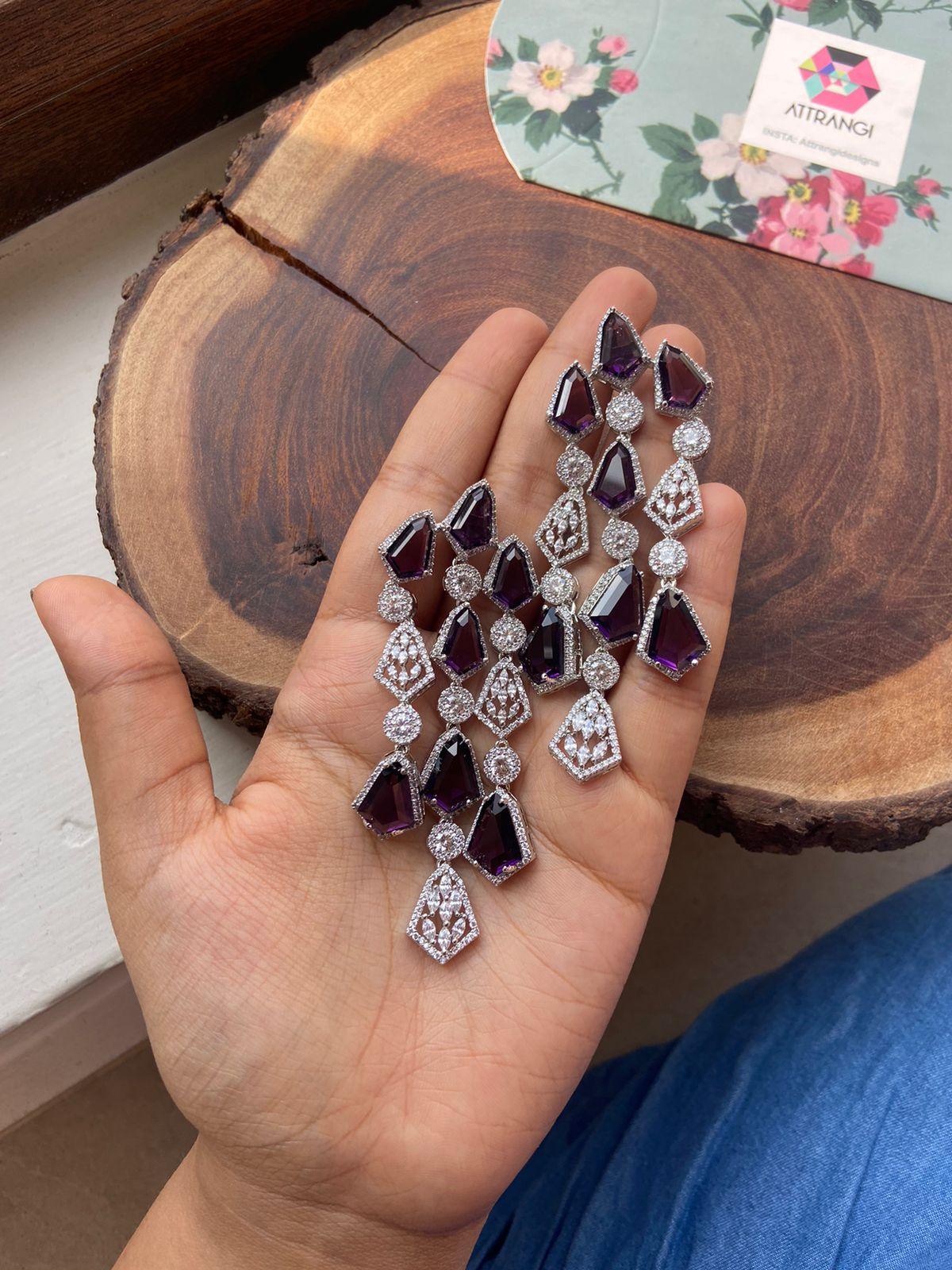 Debby Oversized Coloured Diamond Dangler Earrings