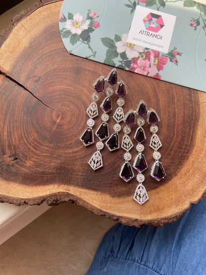 Debby Oversized Coloured Diamond Dangler Earrings