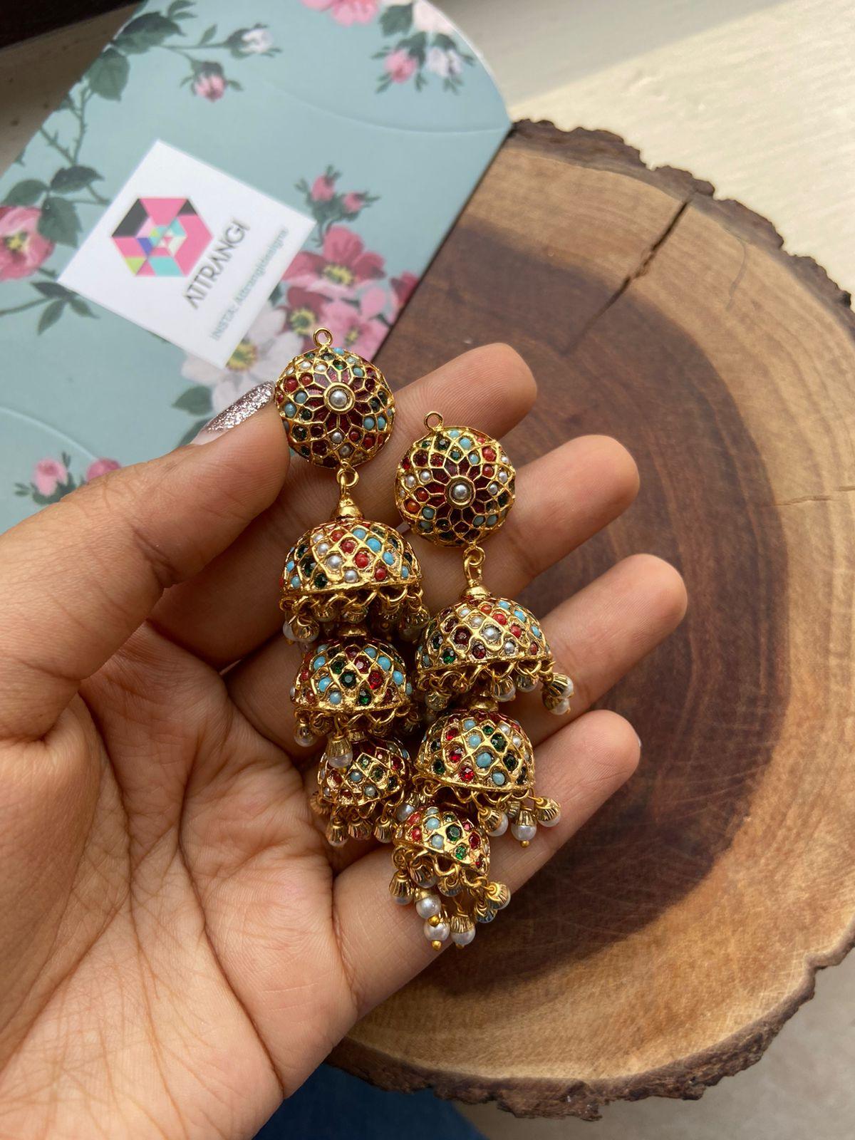 Sona Moti 3 layer Jhumkas