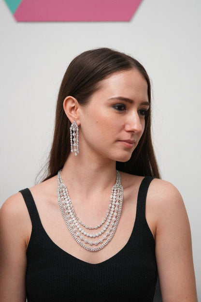 Layered Goddess 4 Row Diamond Set