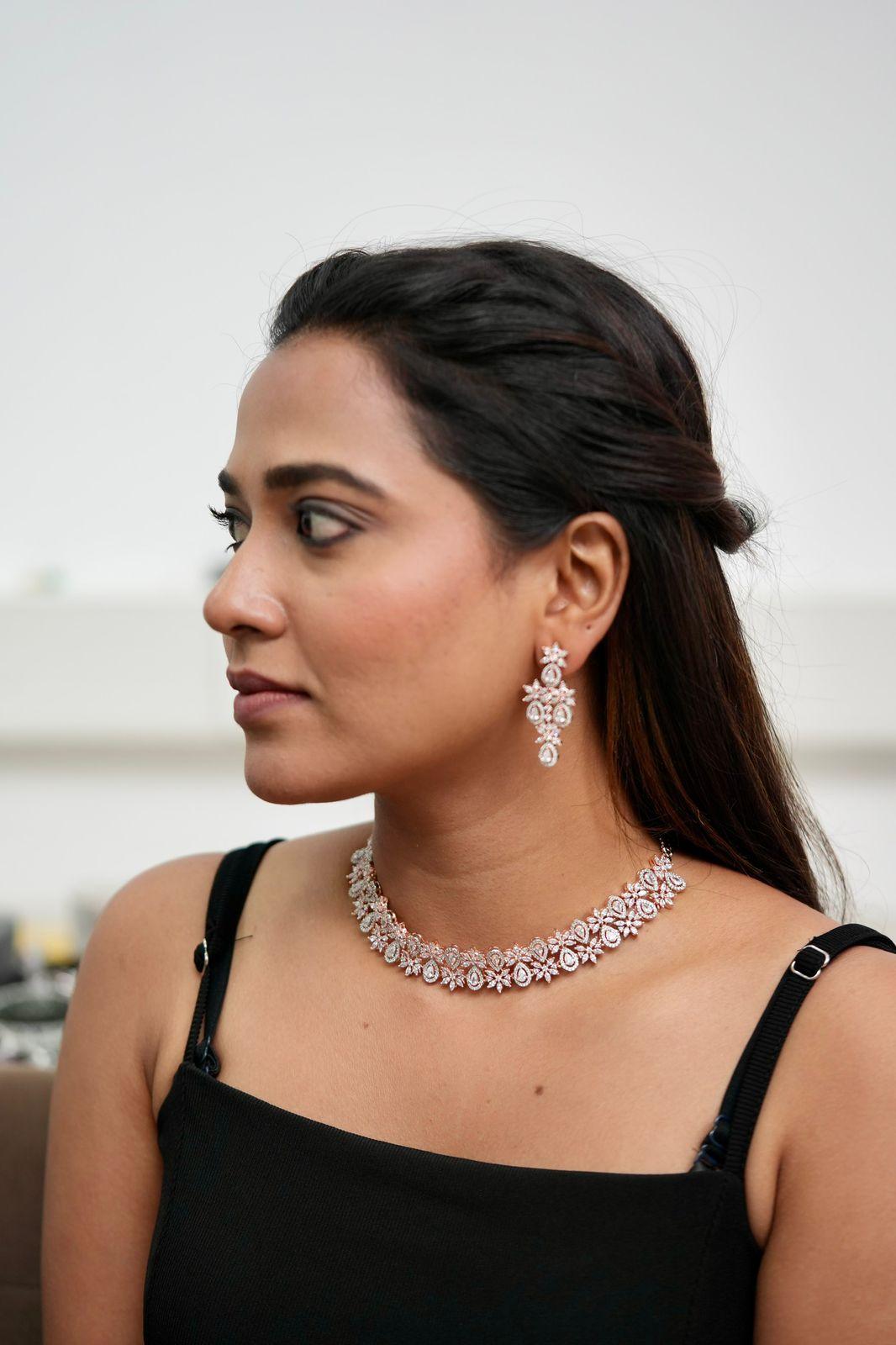 Dorothy Diamond Choker Set with Mid Sized Earrings