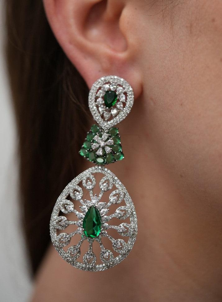 Not your Mojito  Diamond Set with Long Earrings| Rangnasheen