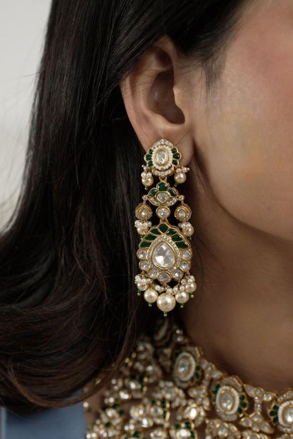 Sadabahar Bridal Heavy Polki Emerald Set