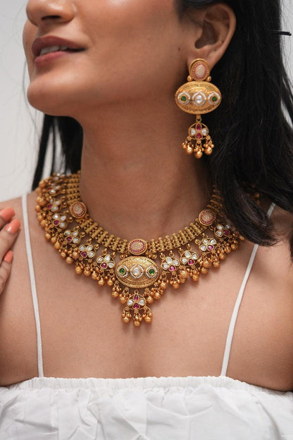 Bahubali Gold Necklace Set | Sone Pe Suhaga