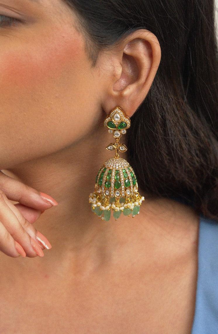 Banarasi Polki Statement Indian Jhumka