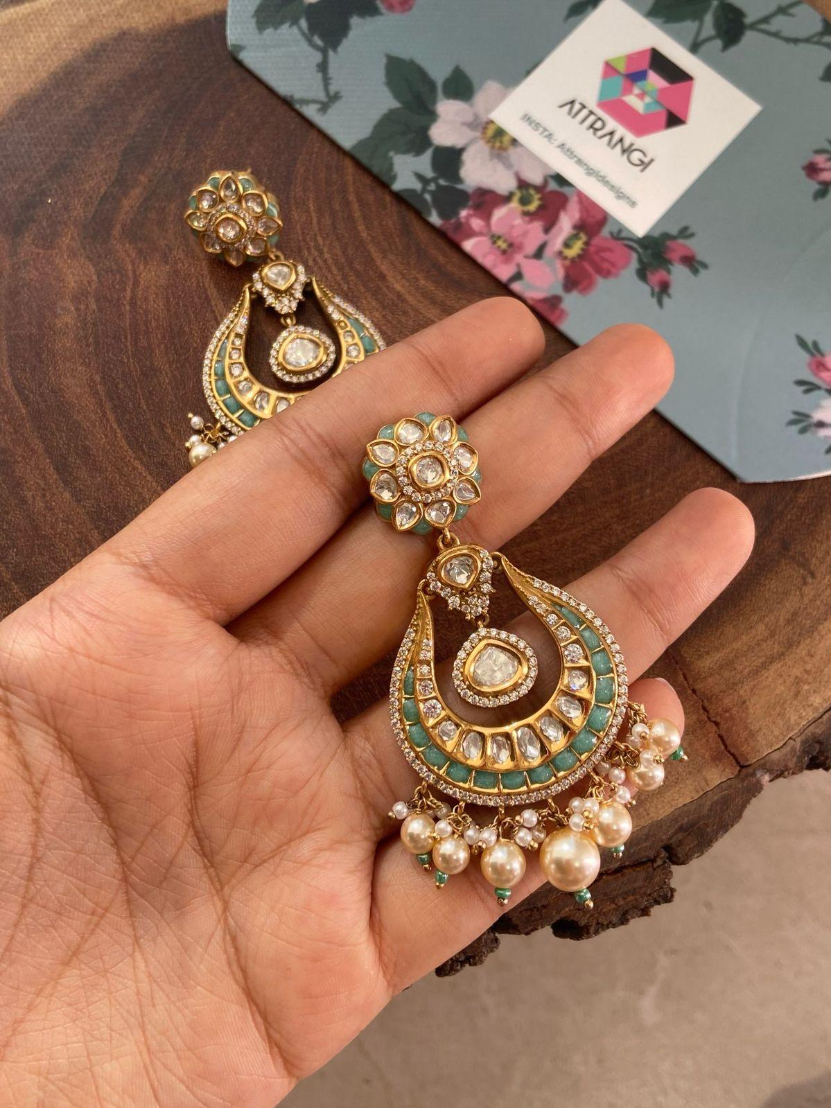 Apsara Polki Moissanite Light Weight Chandbalis