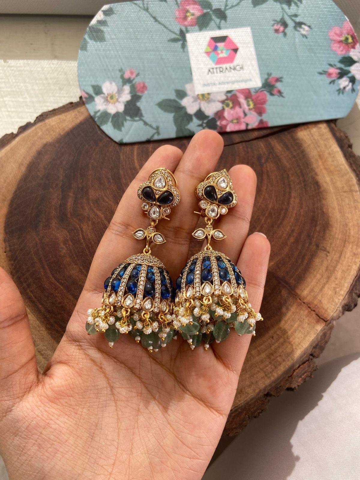 Banarasi Polki Statement Indian Jhumka
