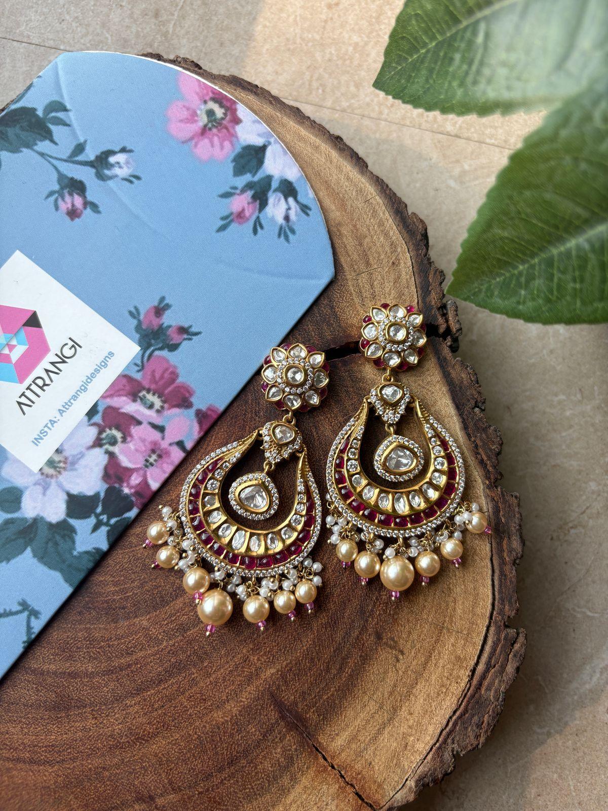Apsara Polki Moissanite Light Weight Chandbalis