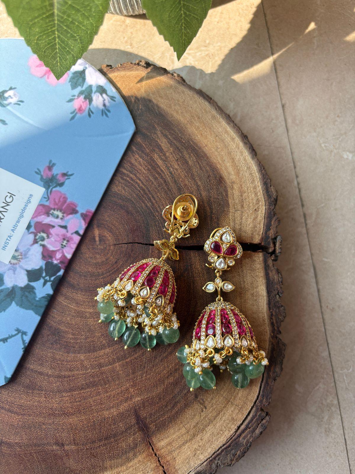 Banarasi Polki Statement Indian Jhumka