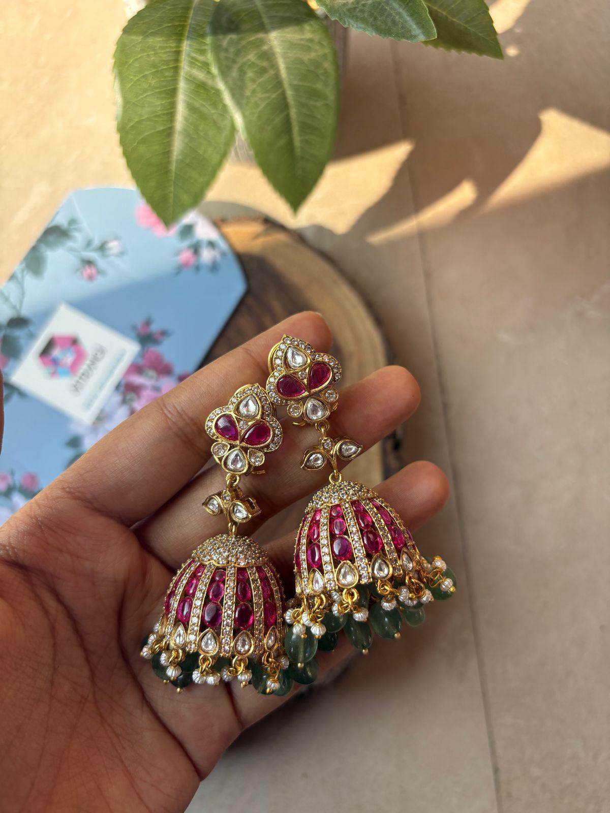 Banarasi Polki Statement Indian Jhumka