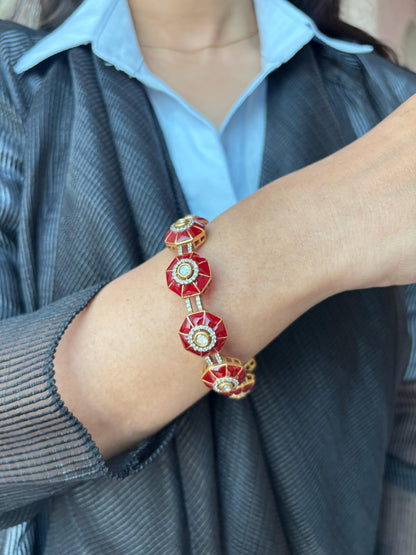 Epoxy Moissanite Polki Designer Bangle Set| Openable