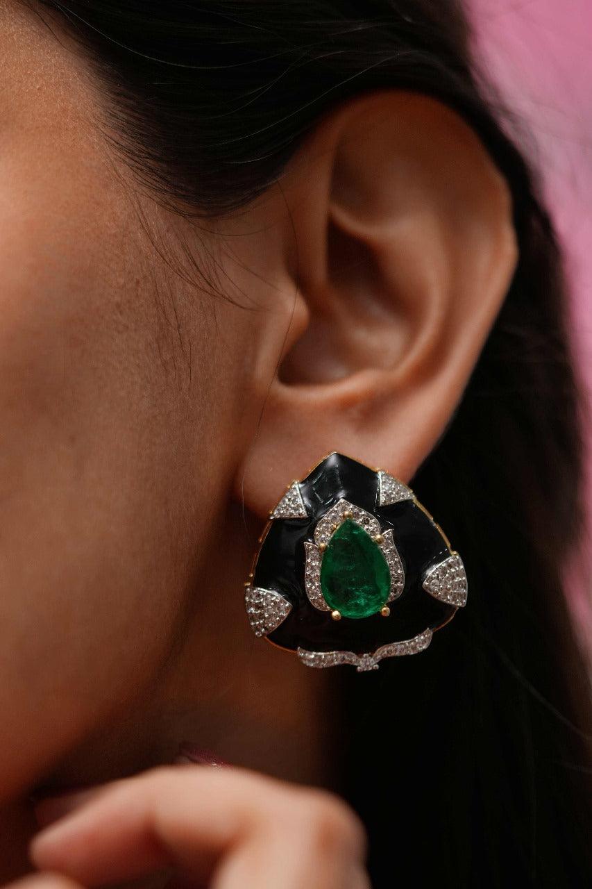 Bauble it Right Emerald Enamel Studs